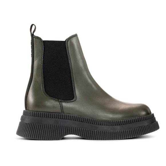 NWOB GANNI - Creepers Leather Chelsea Boots - Kalamata Olive Green - EU 40/US 10 - Picture 2 of 16